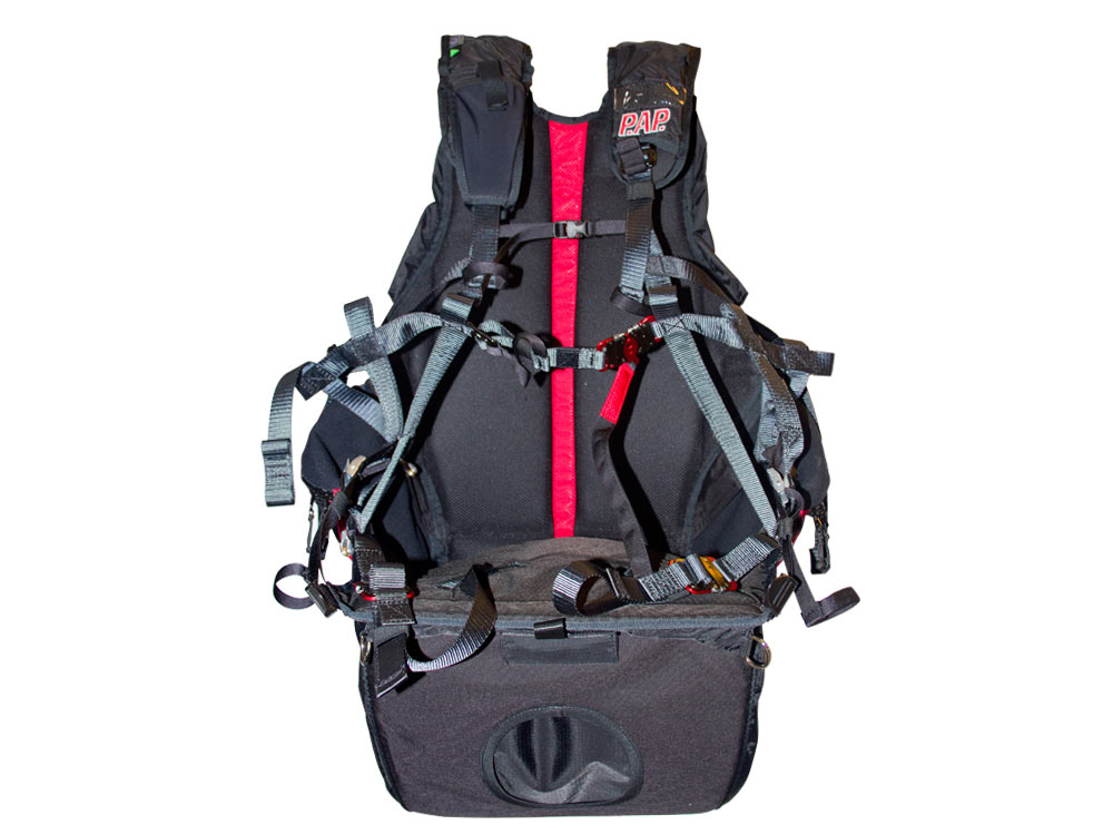 Silla de paramotor con Airbag de PAP. 995 PAP presenta una silla de paramotor con Airbag incorporado.