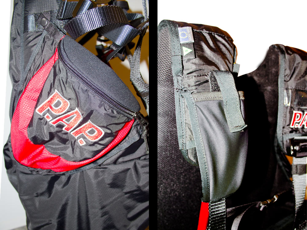 Silla de paramotor con Airbag de PAP. Nuevo bolsillo en la hombrera para llevar la emisora de radio 997 PAP presenta una silla de paramotor con Airbag incorporado.
