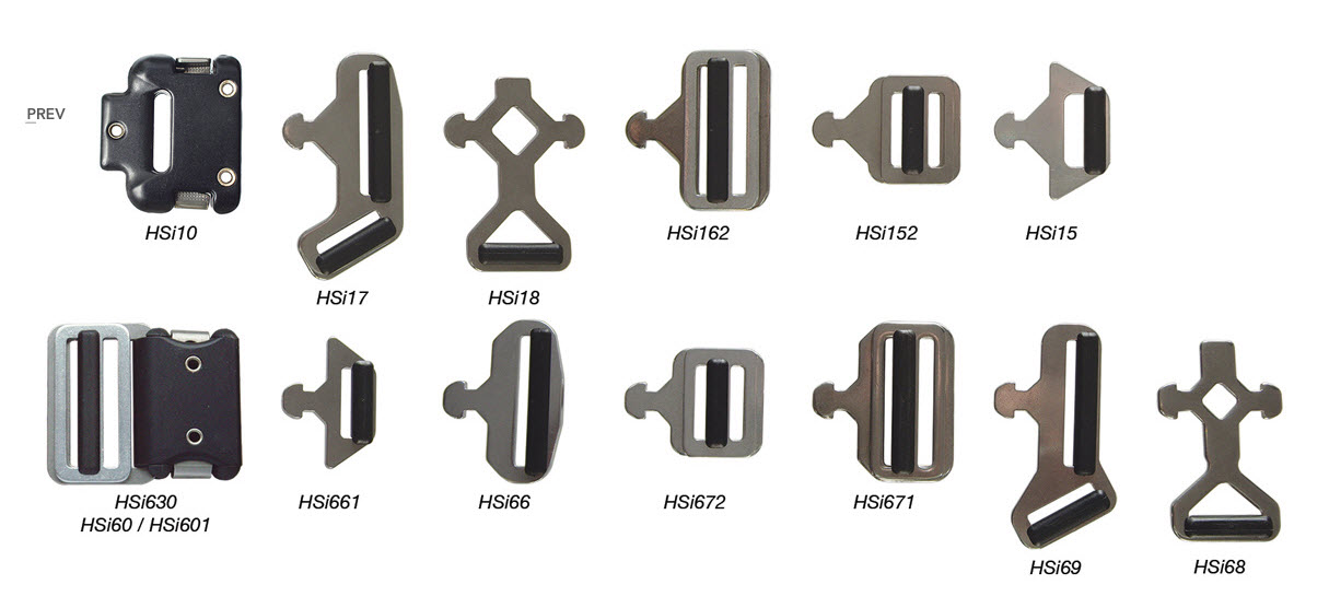 Cierres Click-Lock (HSi10) ó T-Lock en la ventral. cierres Aviso de seguridad para los cierres de las sillas de varios fabricantes.