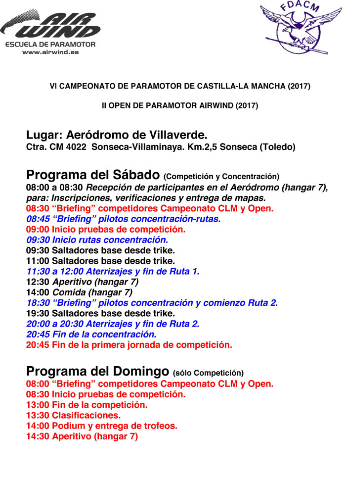 programa cto regional paramotor-concentración programa1 3º Open de Paramotor Airwind.